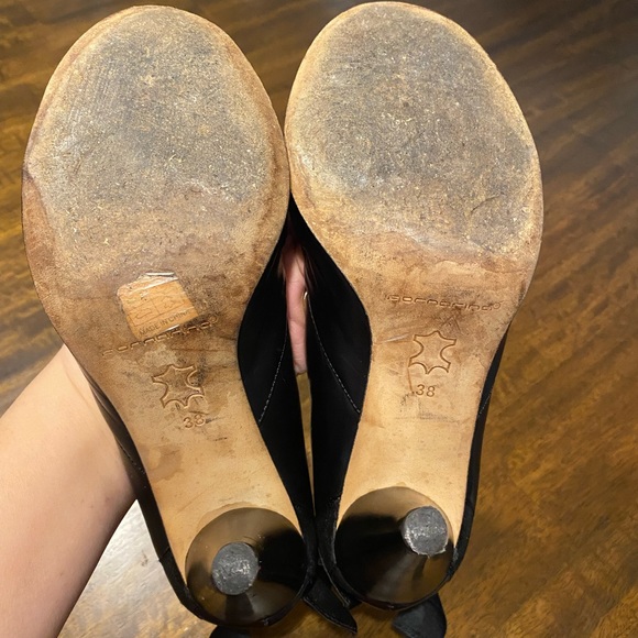 FORNARINA Black Leather Round Toe Back Bow Pumps Size 38 - Picture 8 of 10